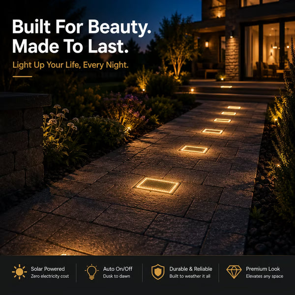 ☀️ Solar Paver Lights 4"×8" – Warm White Recessed Ground Lights for Driveways, Walkways & Patios