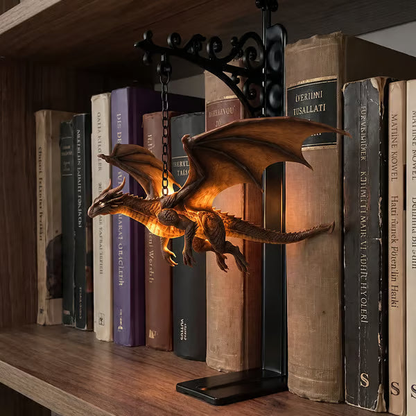 DragonGlow Hanging Purple Dragon Bookend Light