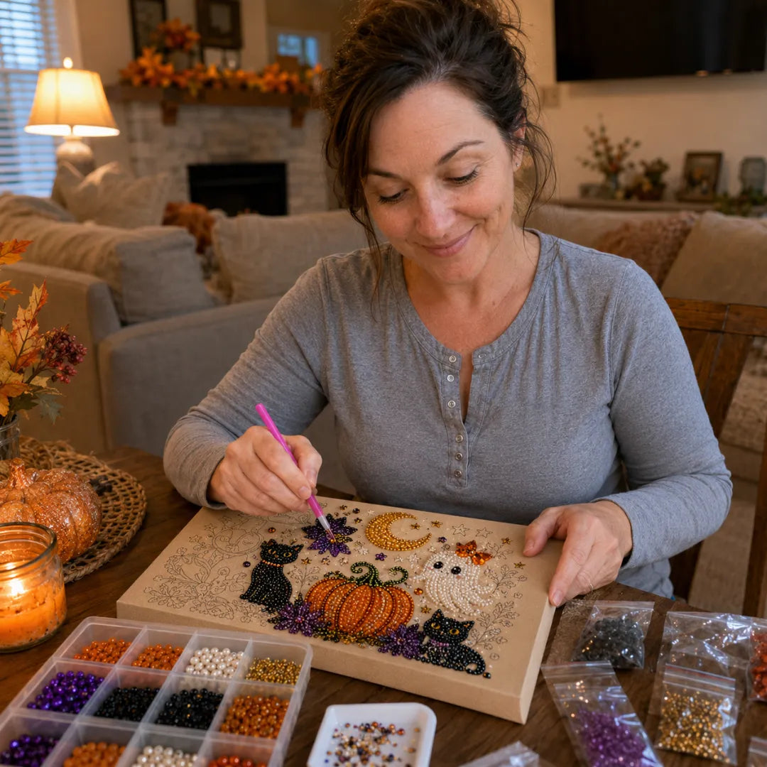 ✨ Halloween Pearl Art DIY Kit – Turn Tiny Pearls into Spooky-Cute Magic