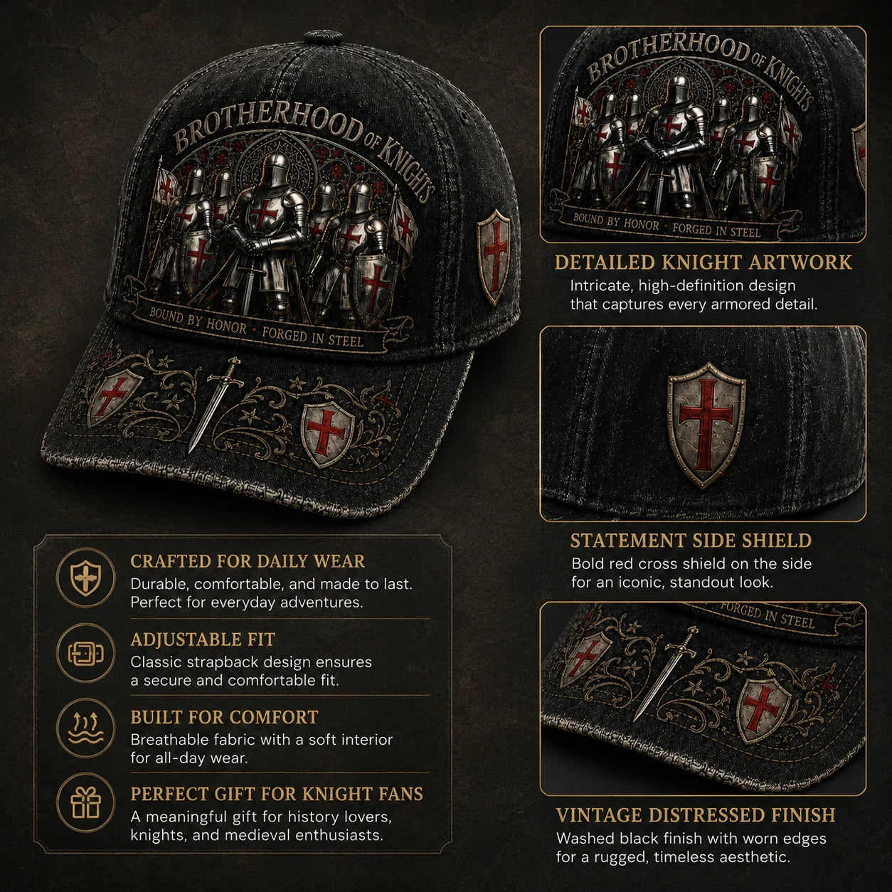 ⚔️ Bound By Honor Forged In Steel – Knights Templar Cap