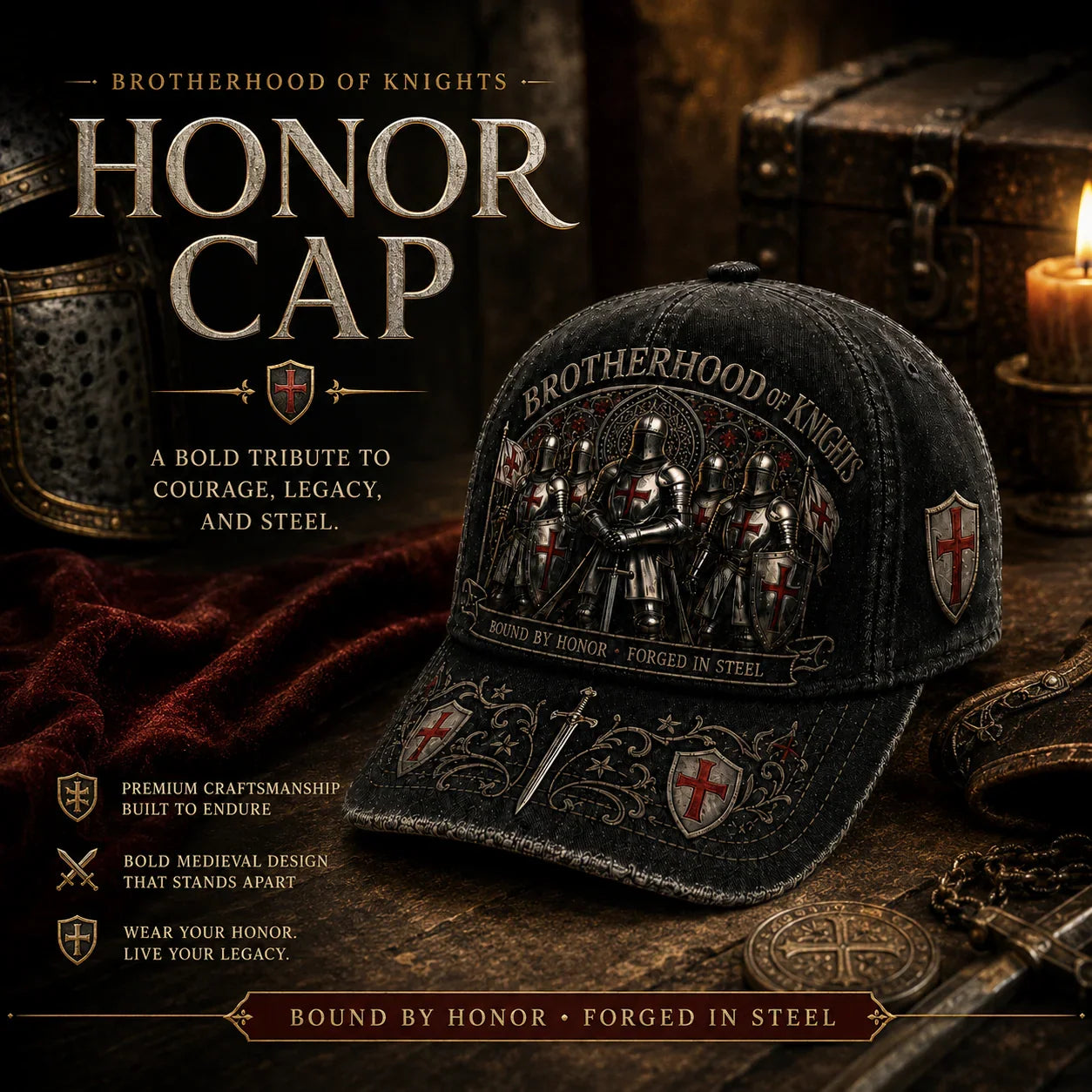 ⚔️ Bound By Honor Forged In Steel – Knights Templar Cap