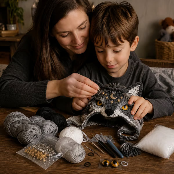 🧶✨ Fantasy Hood Hat DIY Crochet Kit | Premium Soft Yarn Materials with Step-by-Step Guide DIY Handmade Wearable Character Hood 🎭✨