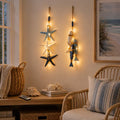 🐟🌊Lighted Coastal Wooden Starfish & Fish Hanging Decor