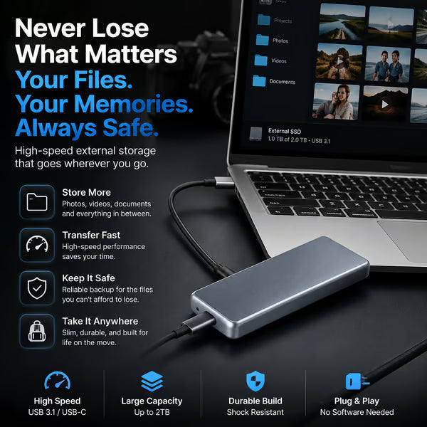 Portable External SSD – Protect Your Photos, Videos & Important Files