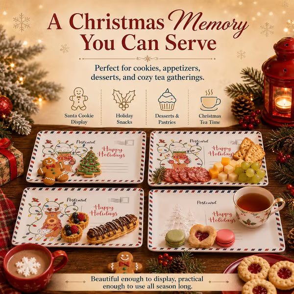 🍪 Vintage Christmas Postcard Platter🎅🎁