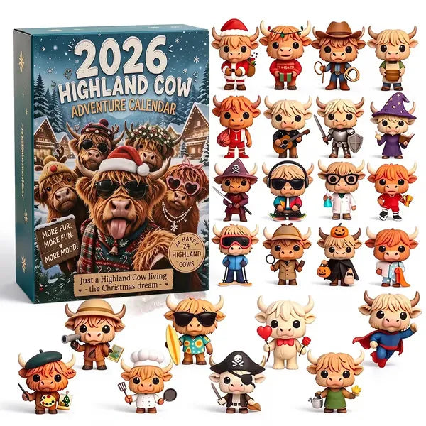 🔥Last Day 49% OFF - 🐂🎁2026 Highland Cow Advent Calendar