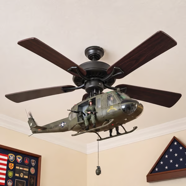 🚁 Military Helicopter Ceiling Fan Decor – Realistic Hanging Ornament for Man Cave & Home
