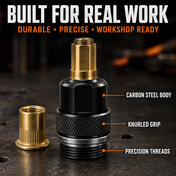 🔥 LAST DAY 50% OFF-🔧 Complete Drill-Powered Rivet Nut Kit – M3–M8 Threaded Insert Tool Set