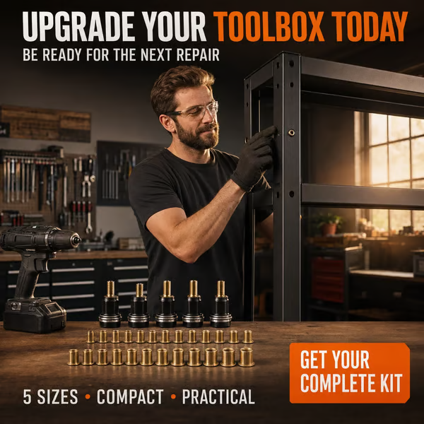 🔥 LAST DAY 50% OFF-🔧 Complete Drill-Powered Rivet Nut Kit – M3–M8 Threaded Insert Tool Set