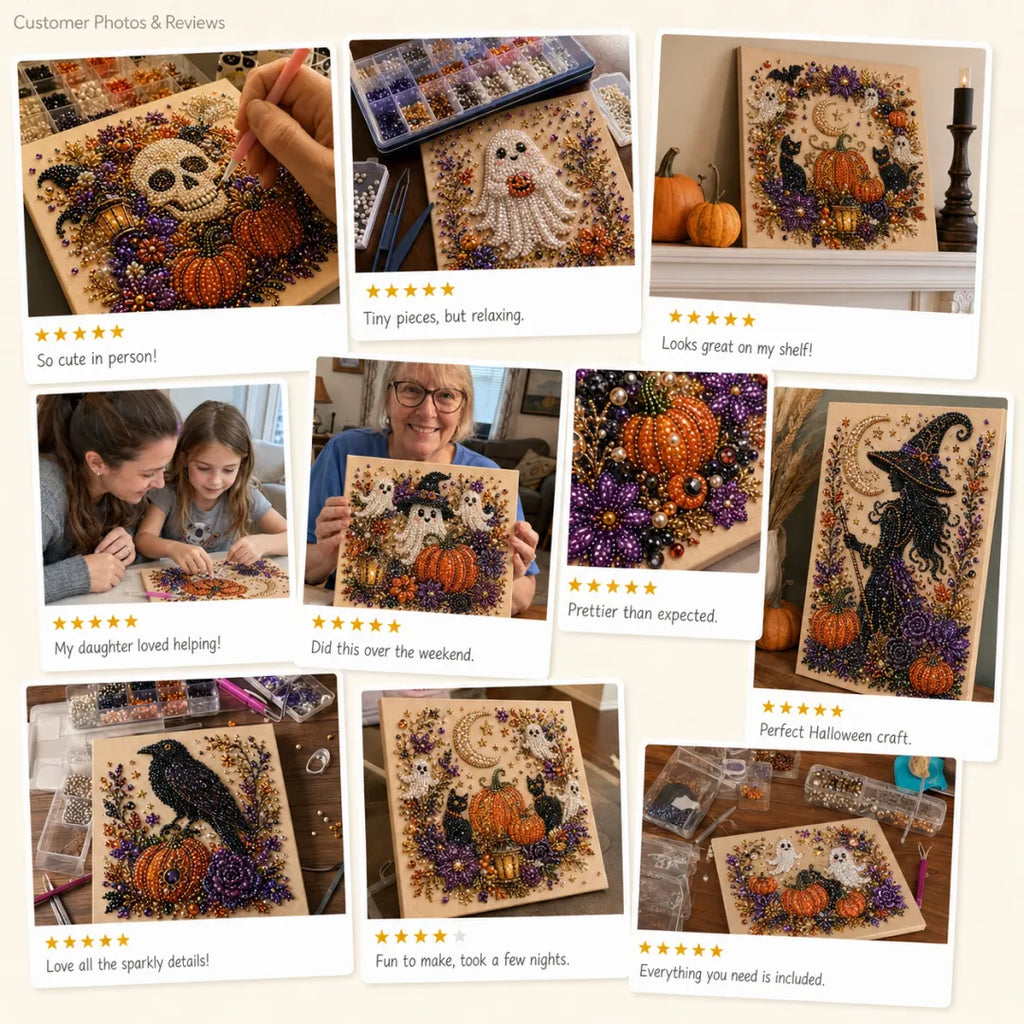 ✨ Halloween Pearl Art DIY Kit – Turn Tiny Pearls into Spooky-Cute Magic