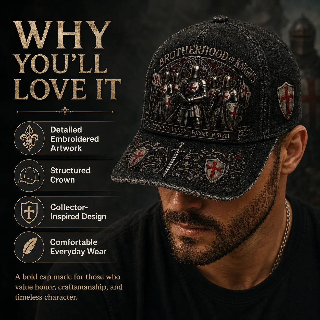 ⚔️ Bound By Honor Forged In Steel – Knights Templar Cap