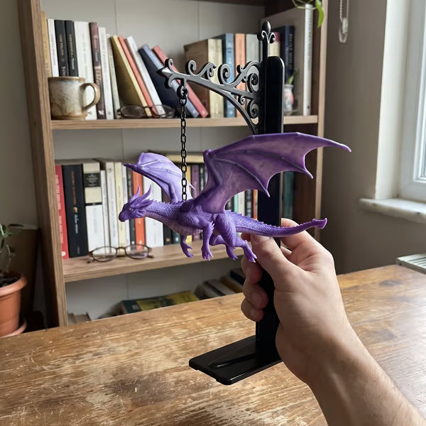 DragonGlow Hanging Purple Dragon Bookend Light