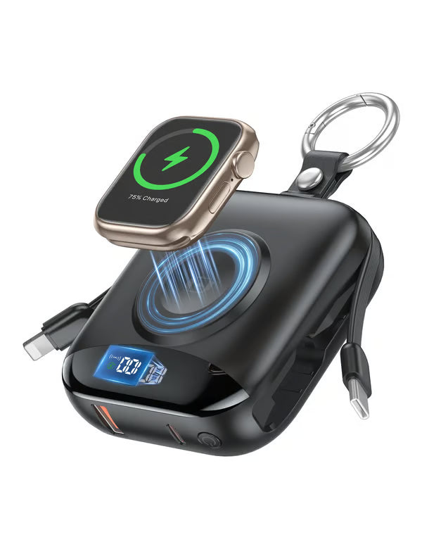 🔋10,000mAh 3-in-1 Magnetic Power Bank – Built-In Multi Charging Cables