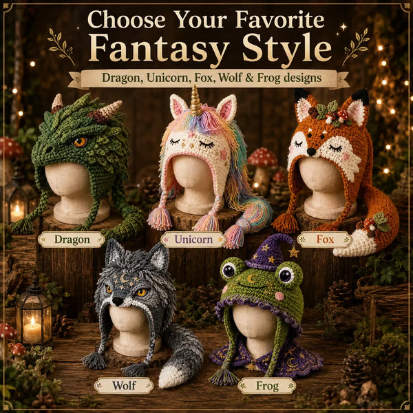 🧶✨ Fantasy Hood Hat DIY Crochet Kit | Premium Soft Yarn Materials with Step-by-Step Guide DIY Handmade Wearable Character Hood 🎭✨