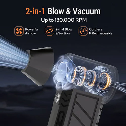 2-in-1 Cordless Air Duster & Vacuum – 5000mAh Rechargeable Turbo Blower