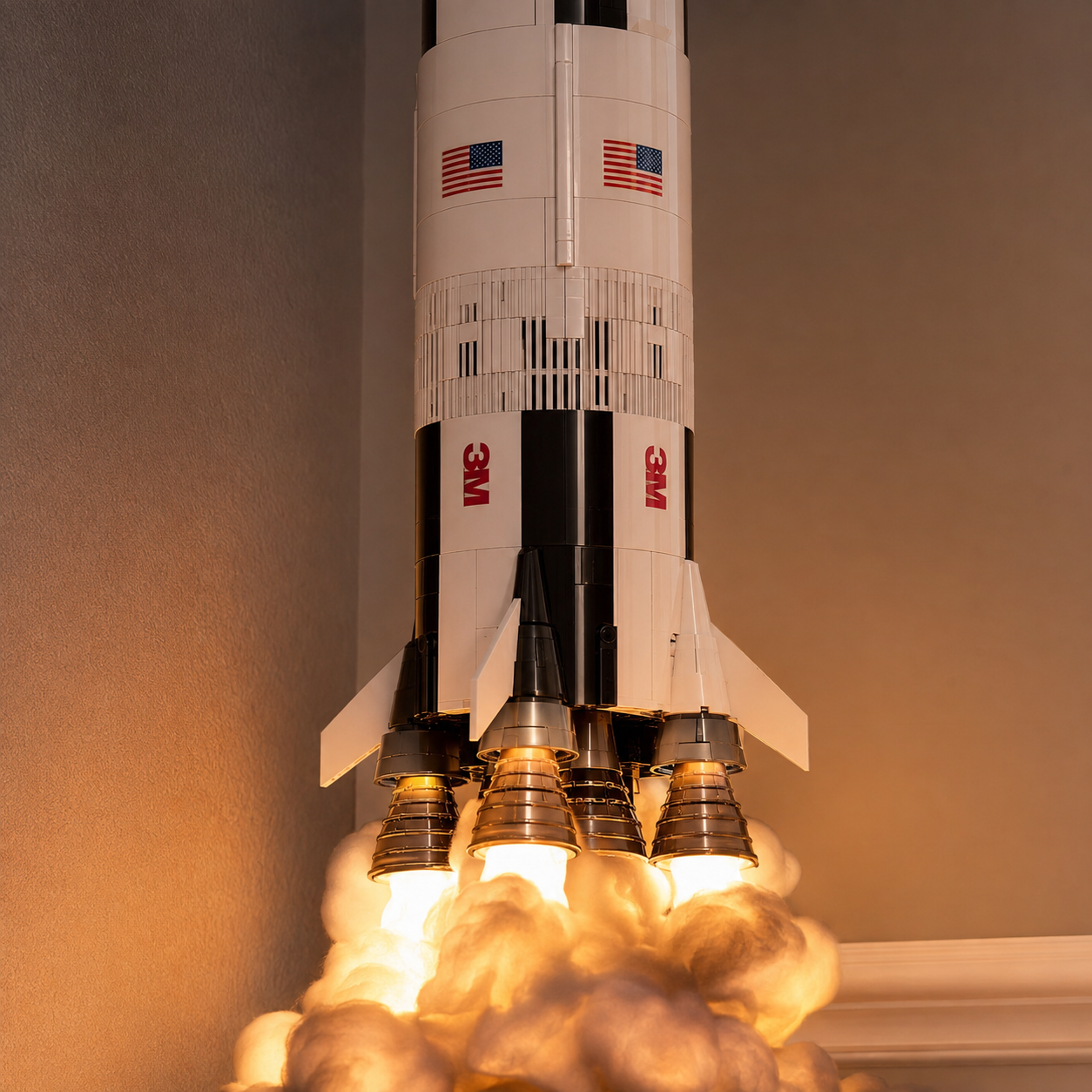 🚀 Saturn V Rocket Launch Cloud Floor Lamp | Space Ambient Decor Light