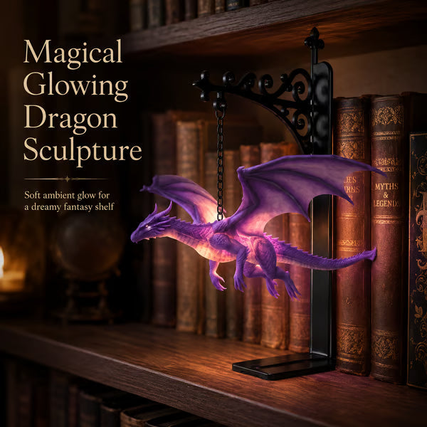 DragonGlow Hanging Purple Dragon Bookend Light