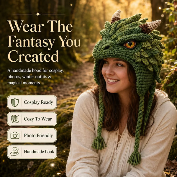 🧶✨ Fantasy Hood Hat DIY Crochet Kit | Premium Soft Yarn Materials with Step-by-Step Guide DIY Handmade Wearable Character Hood 🎭✨