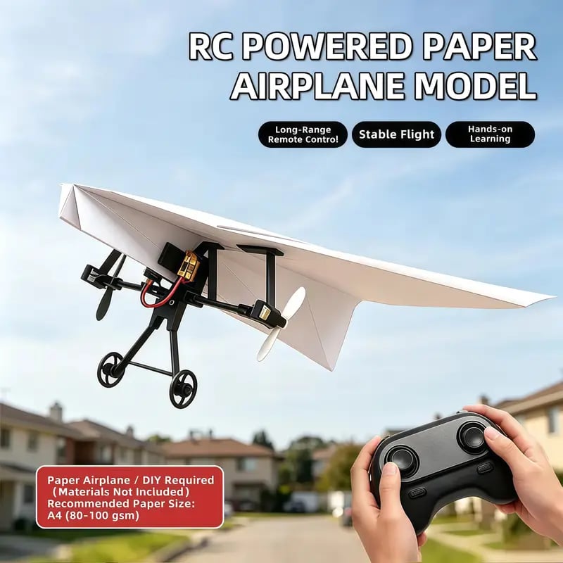 RC Paper Airplane Kit, Remote Control Plane with Gyro Stabilizer & Dual Propellers