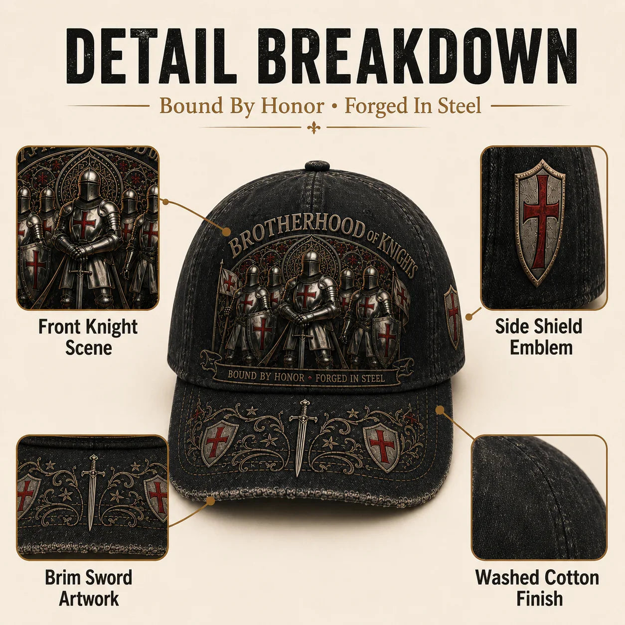 ⚔️ Bound By Honor Forged In Steel – Knights Templar Cap