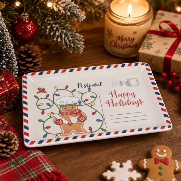 🍪 Vintage Christmas Postcard Platter🎅🎁