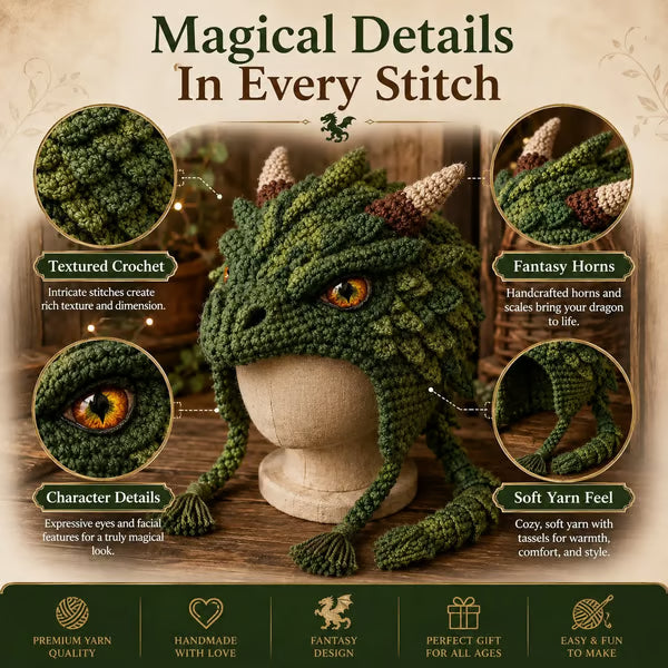 🧶✨ Fantasy Hood Hat DIY Crochet Kit | Premium Soft Yarn Materials with Step-by-Step Guide DIY Handmade Wearable Character Hood 🎭✨