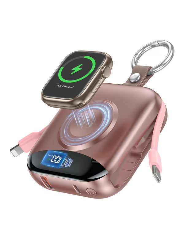 🔋10,000mAh 3-in-1 Magnetic Power Bank – Built-In Multi Charging Cables