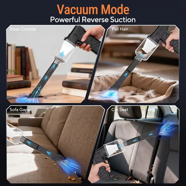 2-in-1 Cordless Air Duster & Vacuum – 5000mAh Rechargeable Turbo Blower