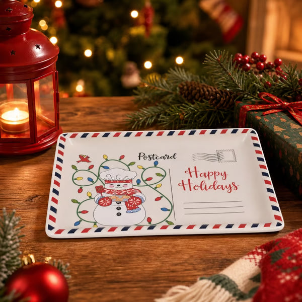 🍪 Vintage Christmas Postcard Platter🎅🎁