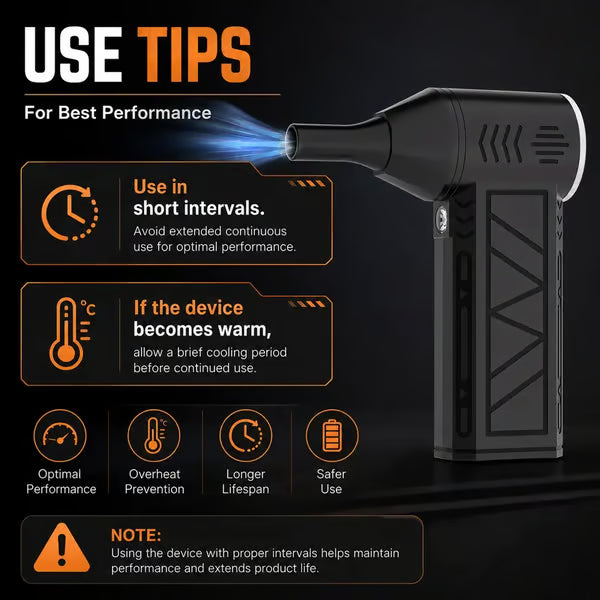 2-in-1 Cordless Air Duster & Vacuum – 5000mAh Rechargeable Turbo Blower