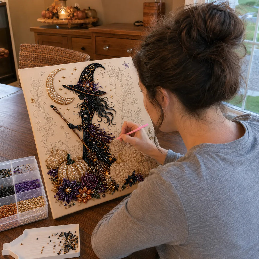 ✨ Halloween Pearl Art DIY Kit – Turn Tiny Pearls into Spooky-Cute Magic