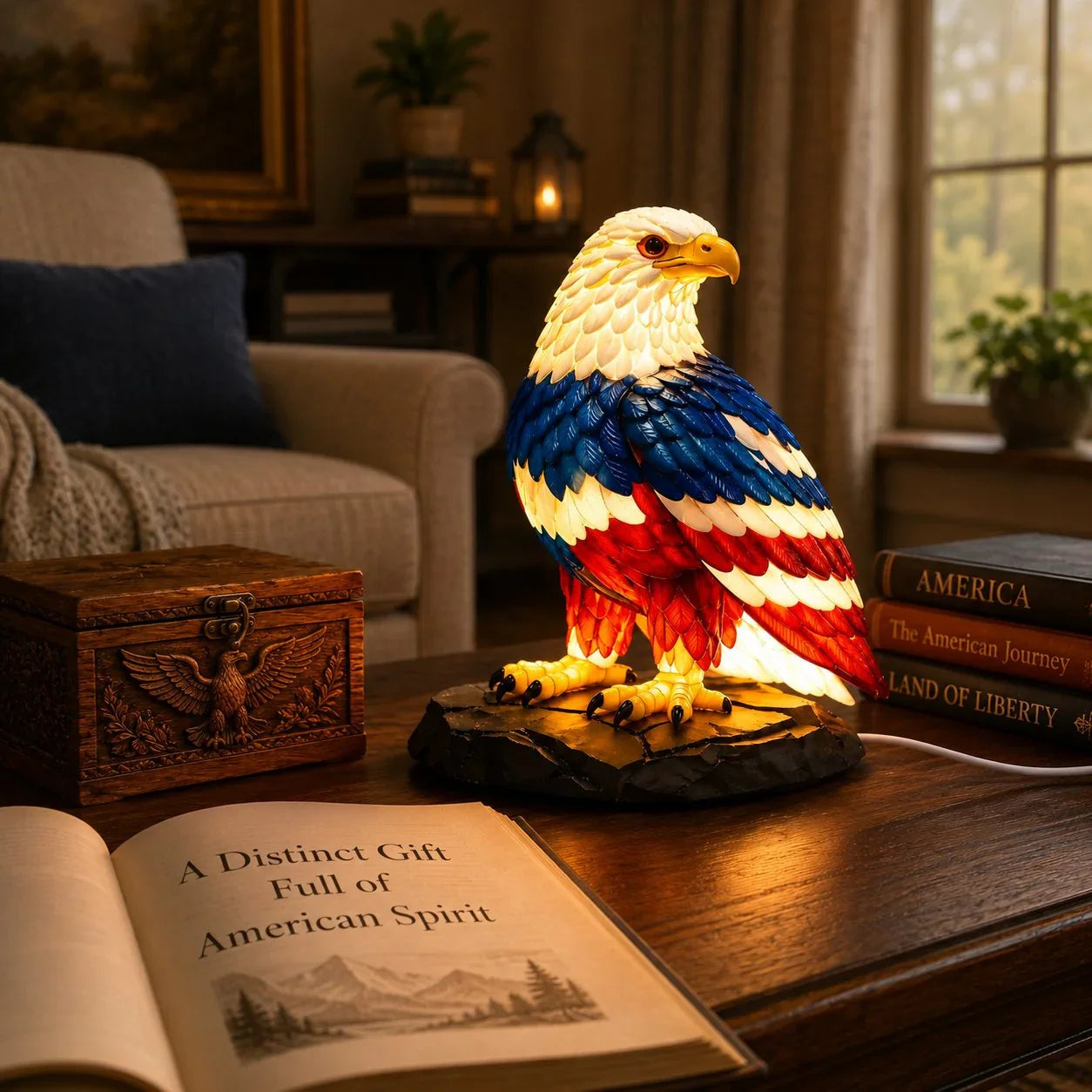 🔥🇺🇸 Patriotic Eagle LED Table Lamp 🦅 Proud American Home Decor – Buy 2 & Get Free Shipping