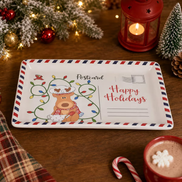 🍪 Vintage Christmas Postcard Platter🎅🎁