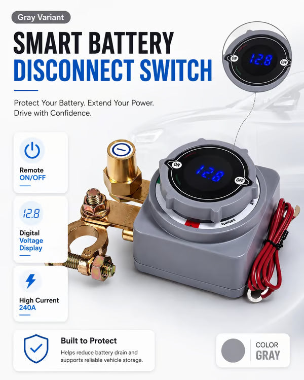 🔋 Smart Remote Battery Disconnect Switch – Voltage Display & Dual Key Fobs