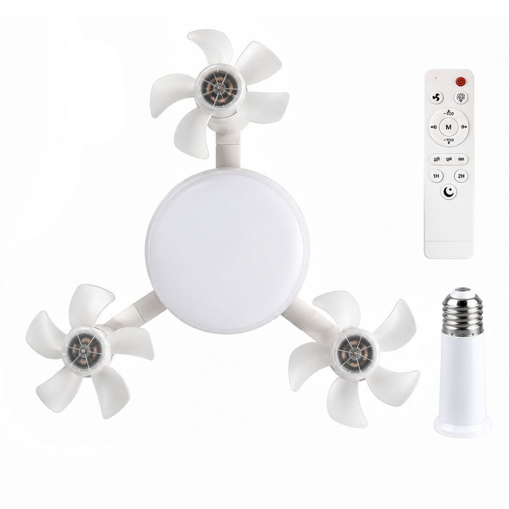 2026 New E27 Socket Ceiling Fan Light - 2-in-1 Silent LED Fan with Remote Control, Energy-Saving Cooling & Lighting Combo for Home Bedroom summervibes
