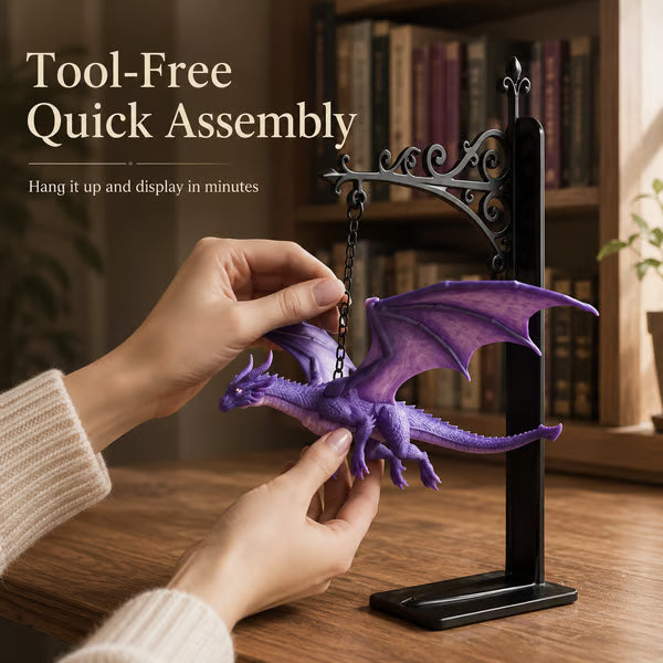 DragonGlow Hanging Purple Dragon Bookend Light