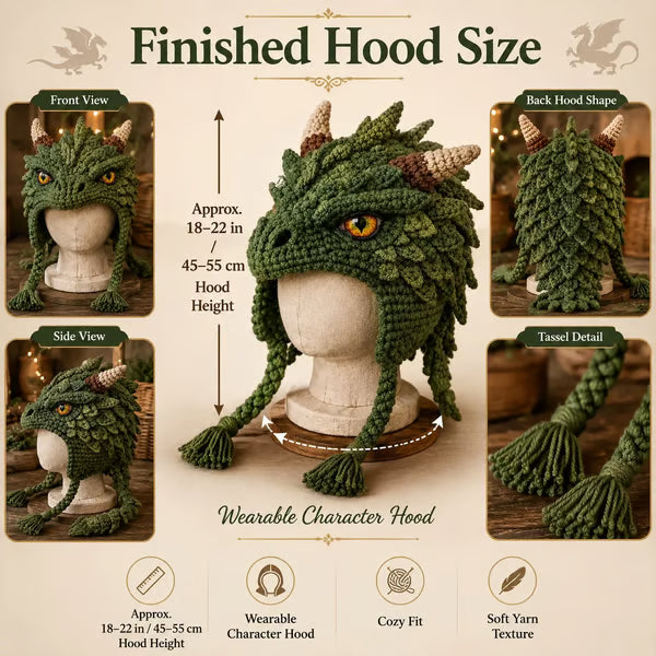 🧶✨ Fantasy Hood Hat DIY Crochet Kit | Premium Soft Yarn Materials with Step-by-Step Guide DIY Handmade Wearable Character Hood 🎭✨