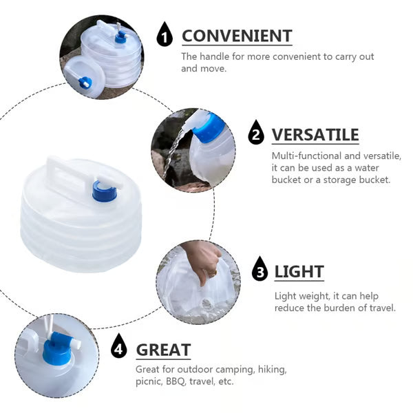 15L Foldable Water Container with Tap Portable Collapsible Water Storage Tank
