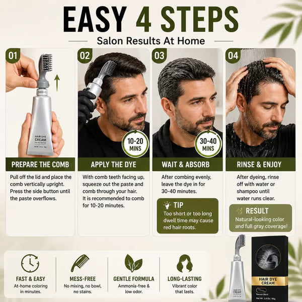 🔥Hot sell TODAY | Instant Gray Coverage Hair Dye Comb for Men & Women