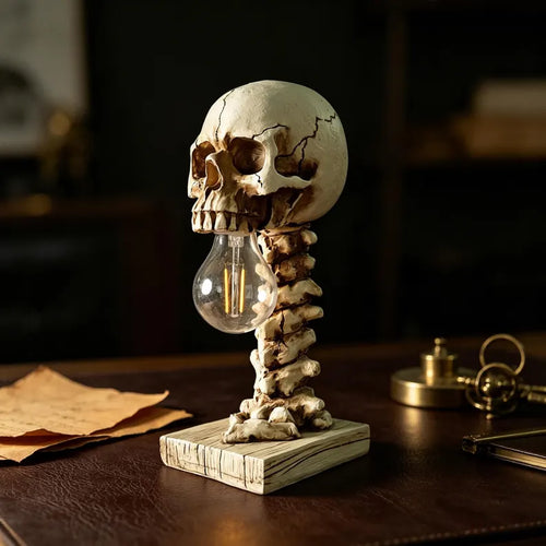 Gothic Skull Spine Resin Lamp, Realistic Macabre Night Light, Halloween Decor