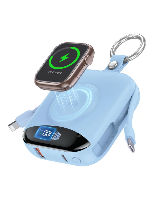 🔋10,000mAh 3-in-1 Magnetic Power Bank – Built-In Multi Charging Cables