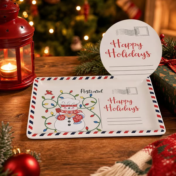 🍪 Vintage Christmas Postcard Platter🎅🎁