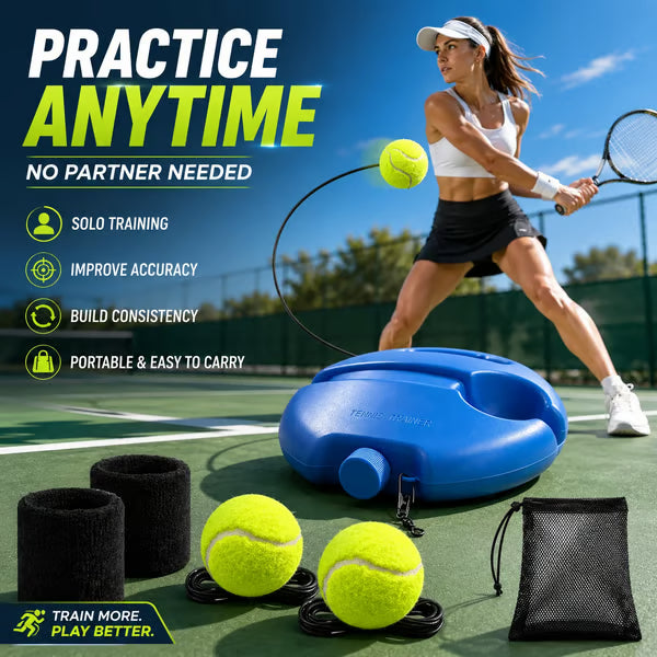 🎾 Solo Tennis Trainer Rebound Set – Practice Anytime, No Partner Needed，3 Balls