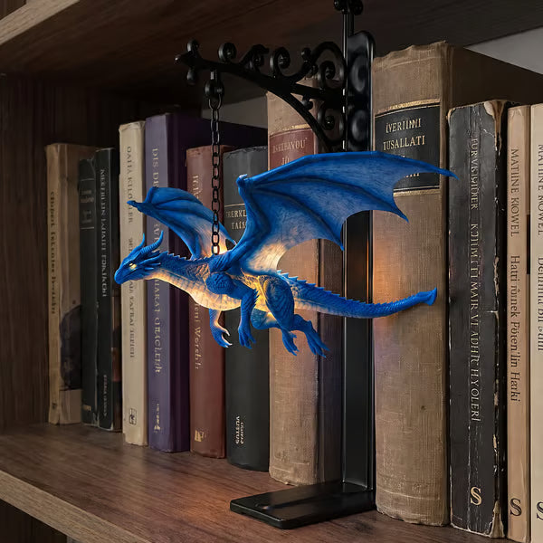 DragonGlow Hanging Purple Dragon Bookend Light
