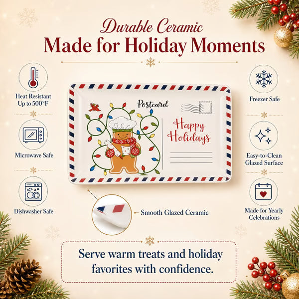 🍪 Vintage Christmas Postcard Platter🎅🎁