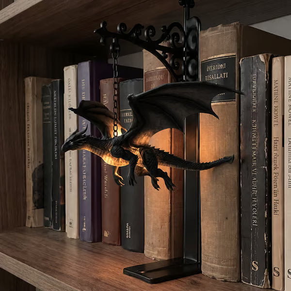 DragonGlow Hanging Purple Dragon Bookend Light
