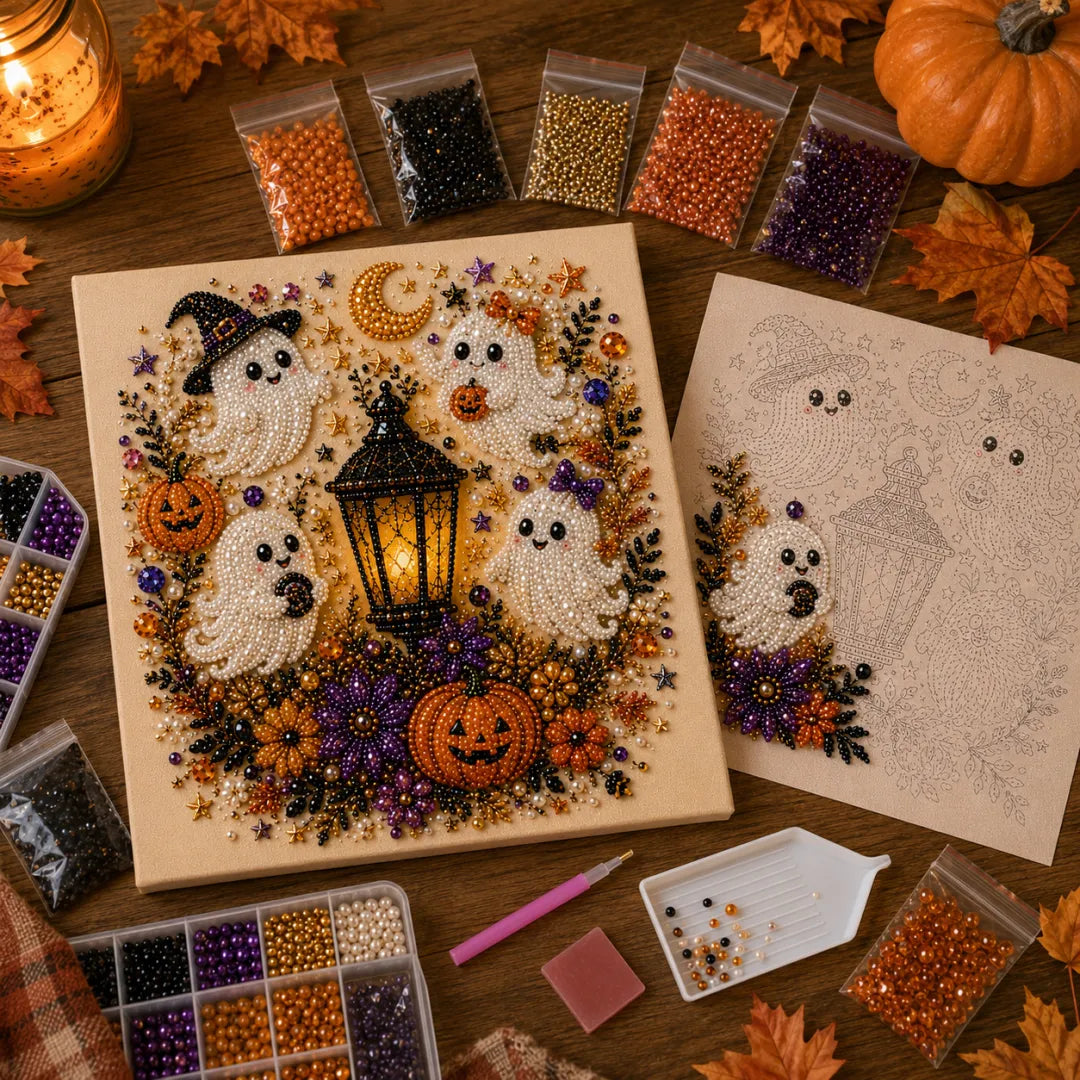 ✨ Halloween Pearl Art DIY Kit – Turn Tiny Pearls into Spooky-Cute Magic
