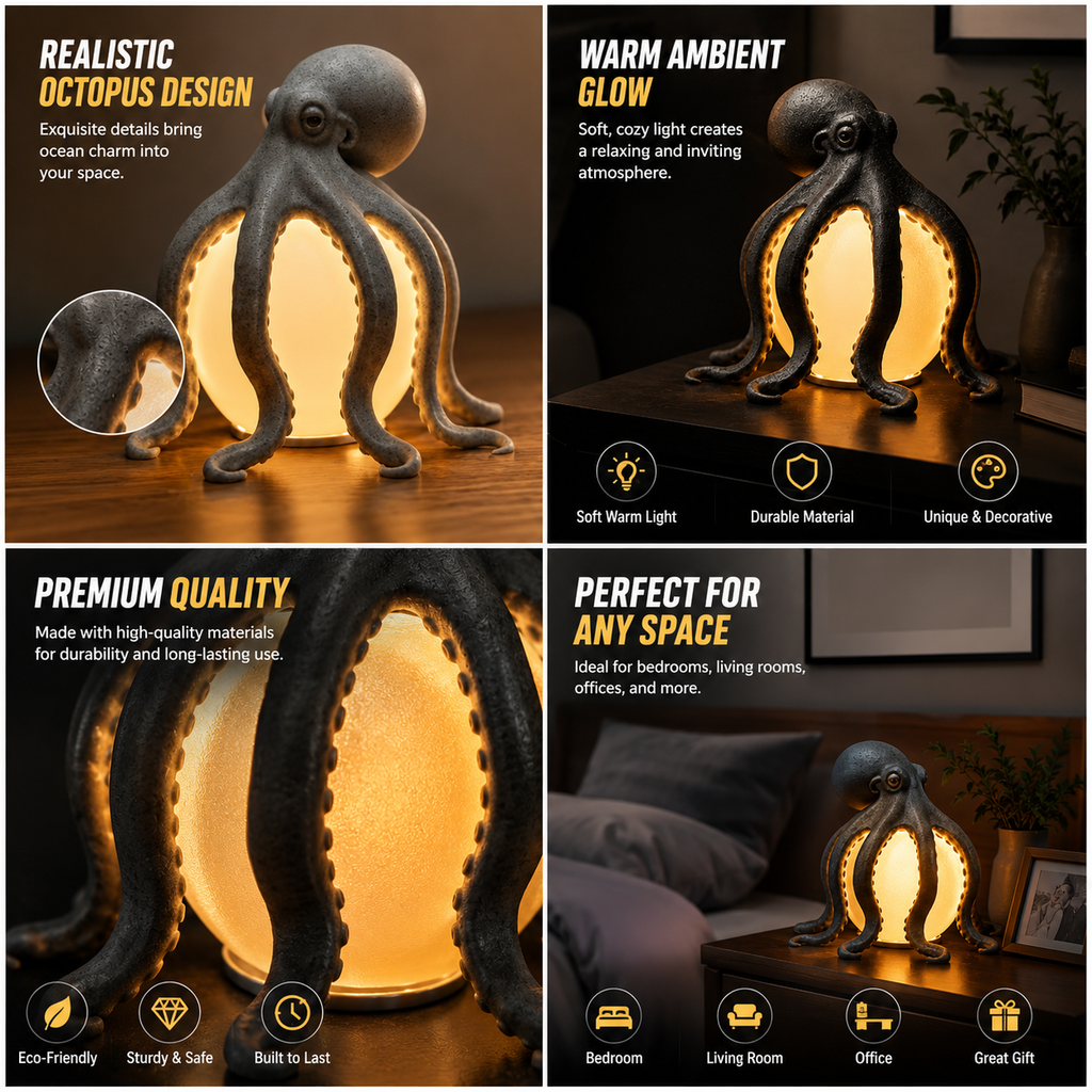Octopus Ocean Decor Table Lamp