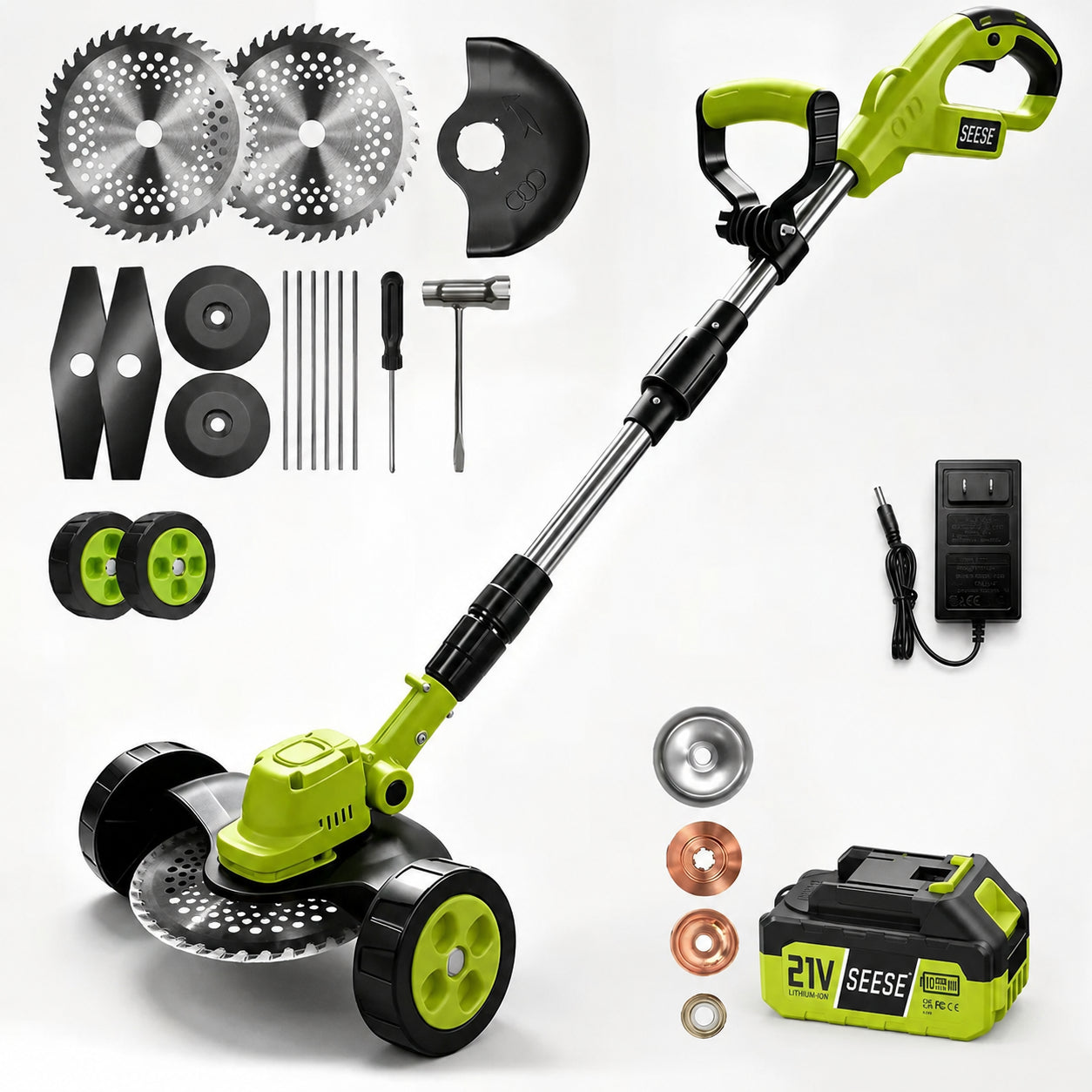 2026 Hot Sale 21V Cordless 3-in-1 Grass Trimmer, Edger & Mini Mower