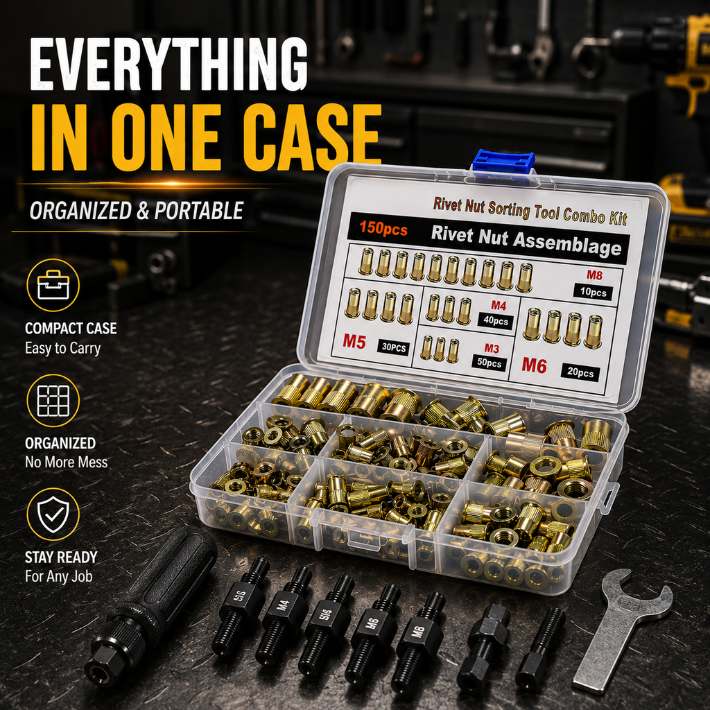 🛠️Head Rivet Nut Tool, M3 M4 M5 M6 M8 Rivnut Kit